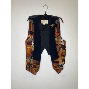Vintage Haggerty Art Wear Tribal Animal Print Skirt & Vest Set XL/M Brown Black
